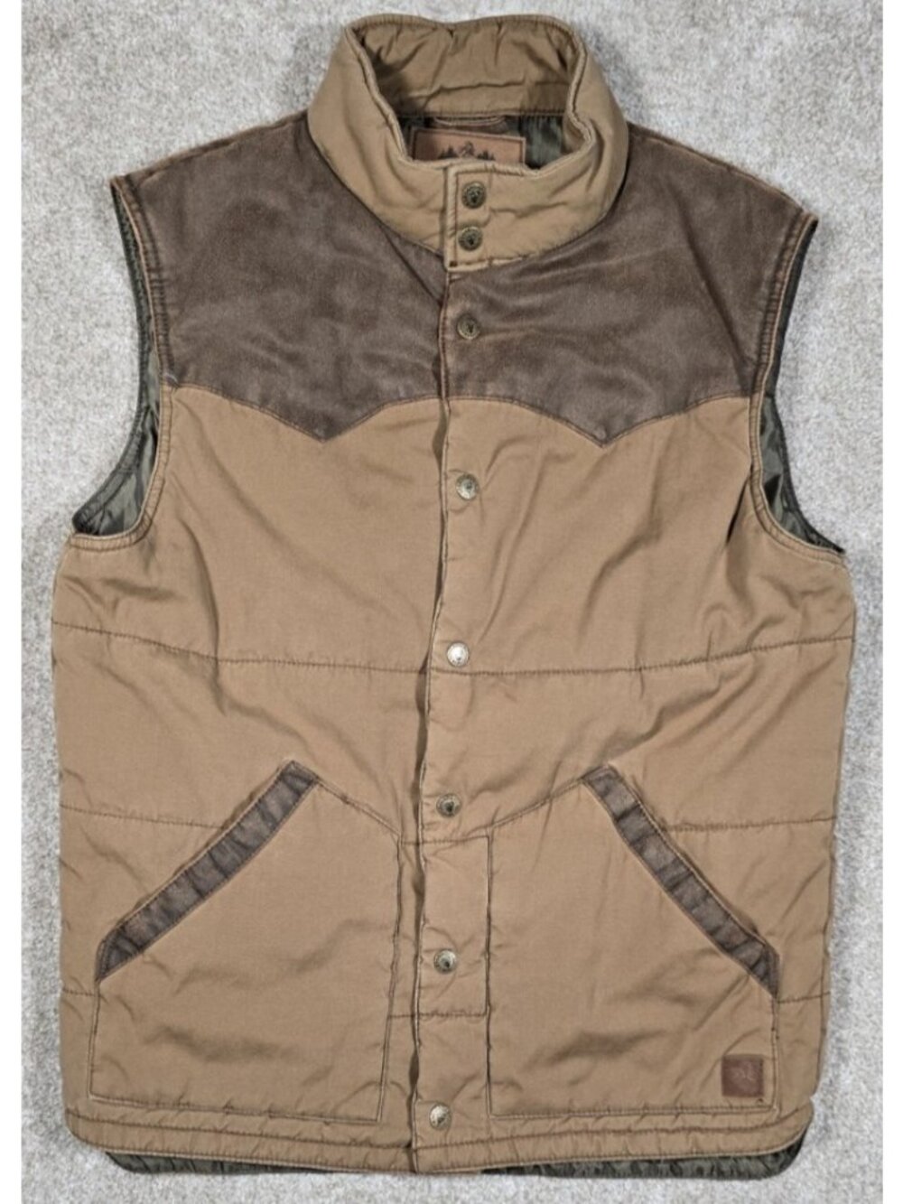 Legendary Whitetails Snap Up Brown Lined Outdoor Western Field Puffer Vest Men M